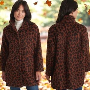 NEW Marine Layer Stephanie Cocoon Coat in Cheetah Print Wool Blend Size M